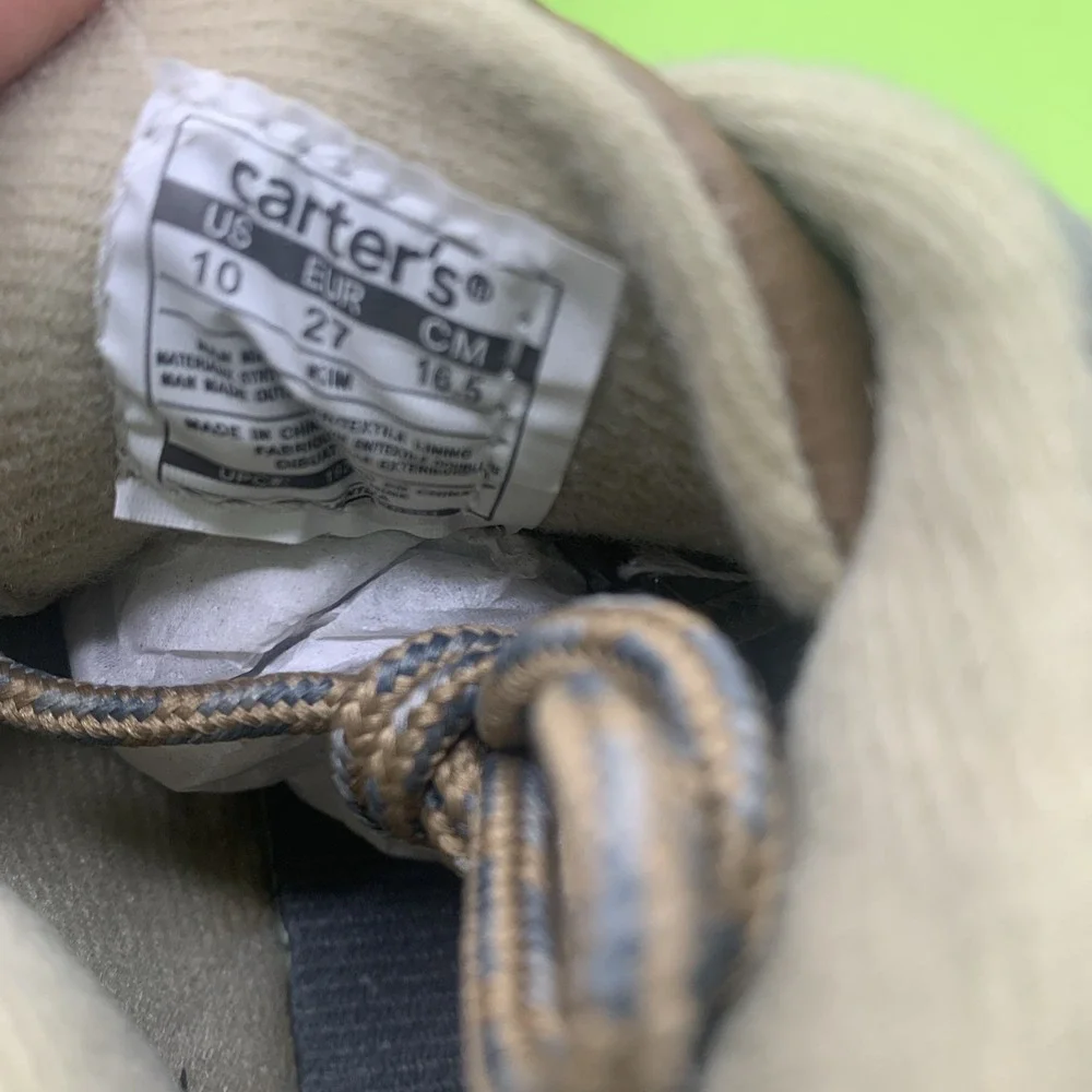New Carter's Boy's Size 10 Kim Chukka Style Boot Brown Gray Lace-up Hook & Loop